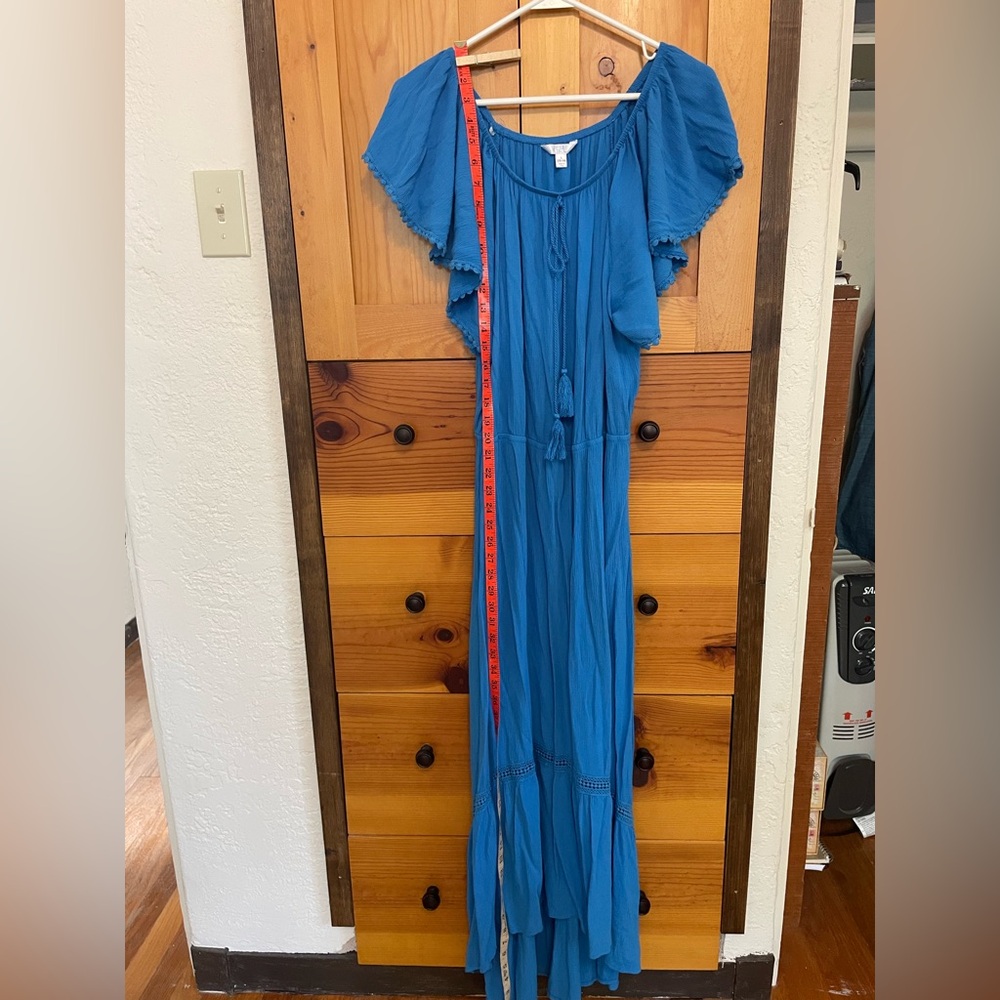 peasant dress, rayon blend, off-shoulder size L